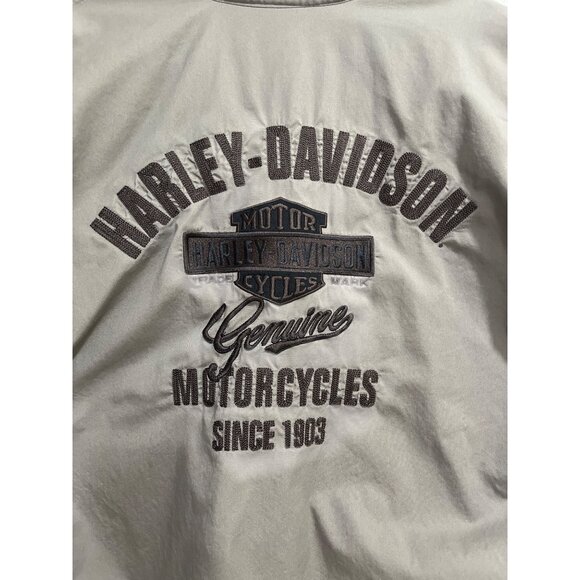 Harley Davidson Mechanic Motorcycle Shirt Button-Up Embroidered Gray Mens Size L - Picture 3 of 8